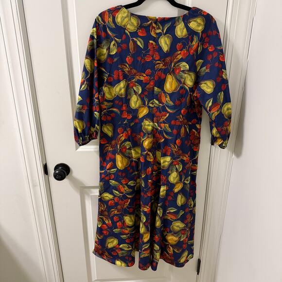 Talbots Dress $168 Sz 12 Puff Sleeve Poplin Midi Dress - Picture 7 of 8